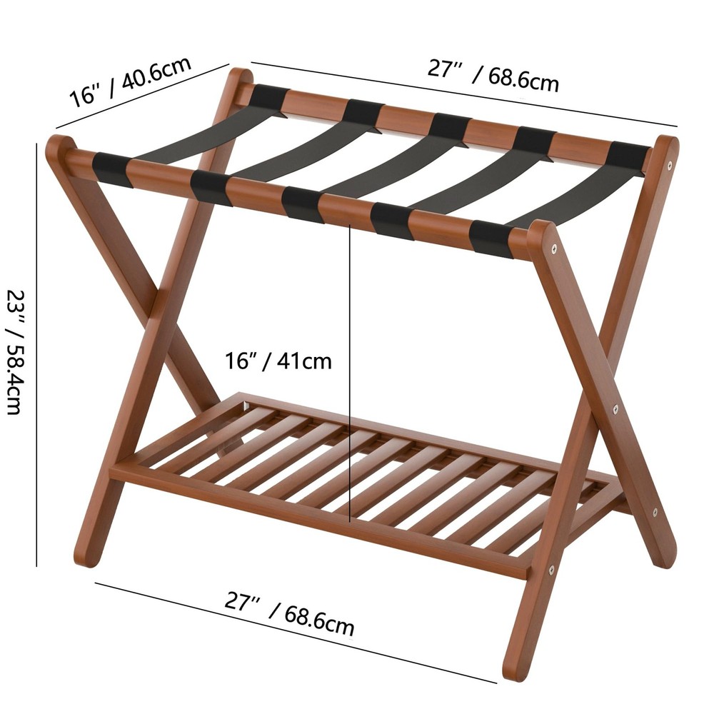 Solid Wood Luggage Rack for Home Travel - Stylish Storage Solution