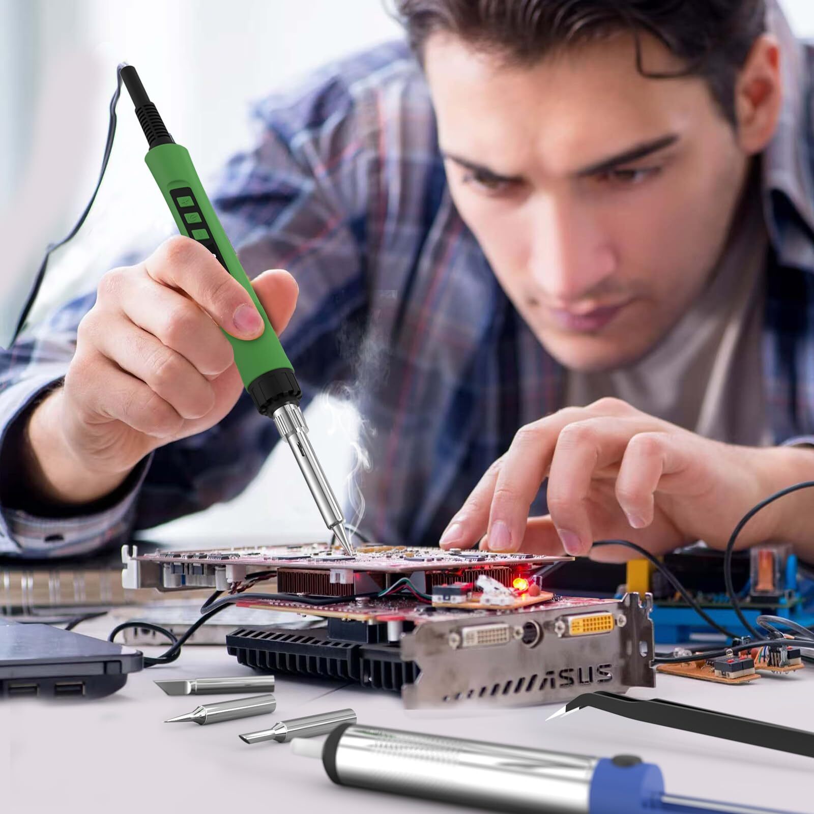 190W Cautin Digital Para Soldar Estaño Eléctrico 110v-220v Temperatura Ajustable