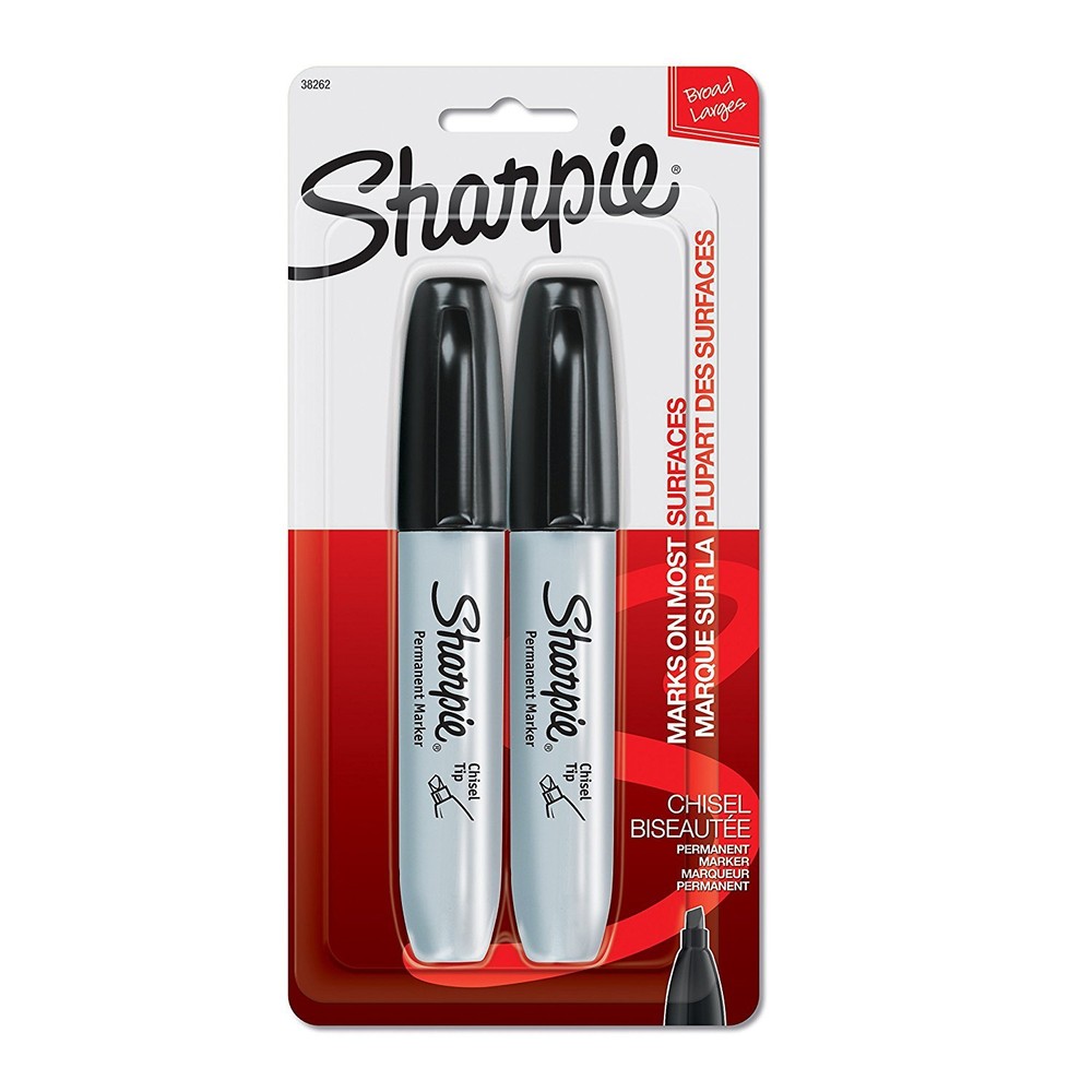 NEW Sharpie 2 Black Chisel Tip Permanent Markers (3 Pack)