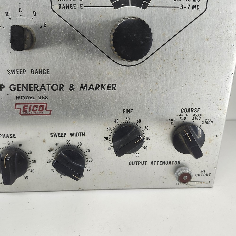 Vintage Eico TV-FM Sweep Generator & Marker Model 368-Untested Powers on