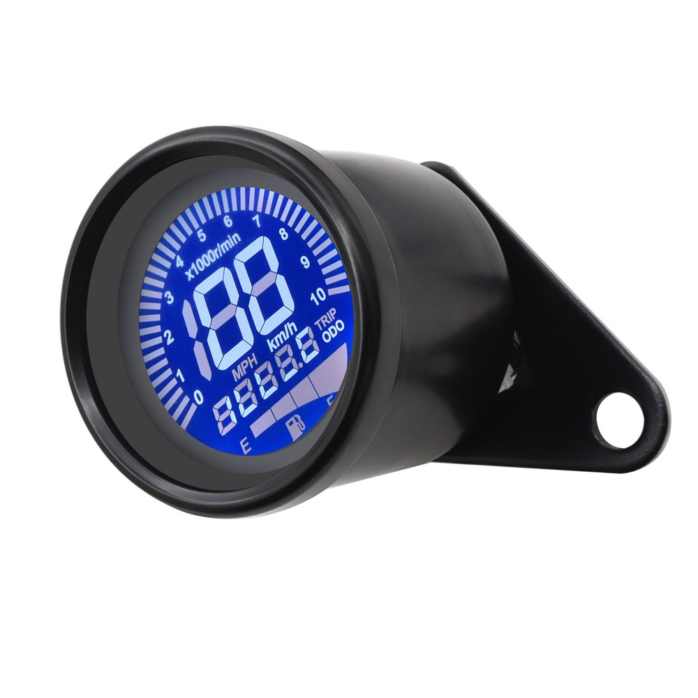 Black LCD Digital 12V Universal Motorcycle Gauge Speedometer Tachometer Odometer