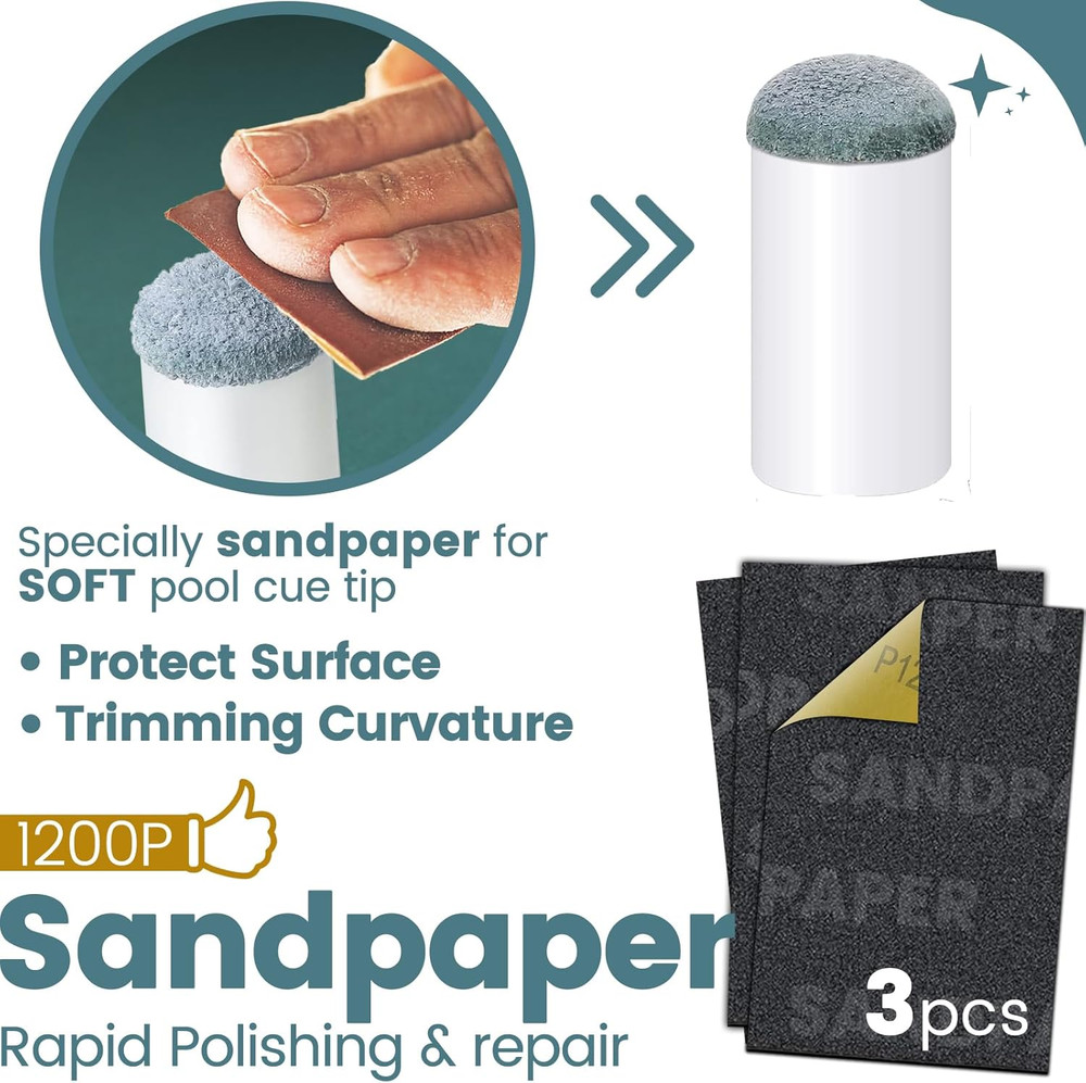 Billiard Pool Cue Tips - Pool Stick Tips Slip-On Tips Replacement Accessories Ki