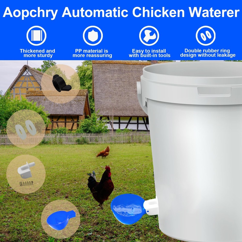 Aopchry 8 Pack Automatic Chicken Waterer, Blue Water 8-Pack,