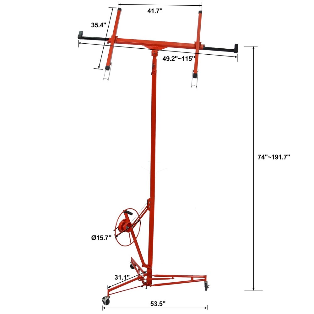16ft Red Drywall Panel Hoist Lift Jack Rolling Lifter