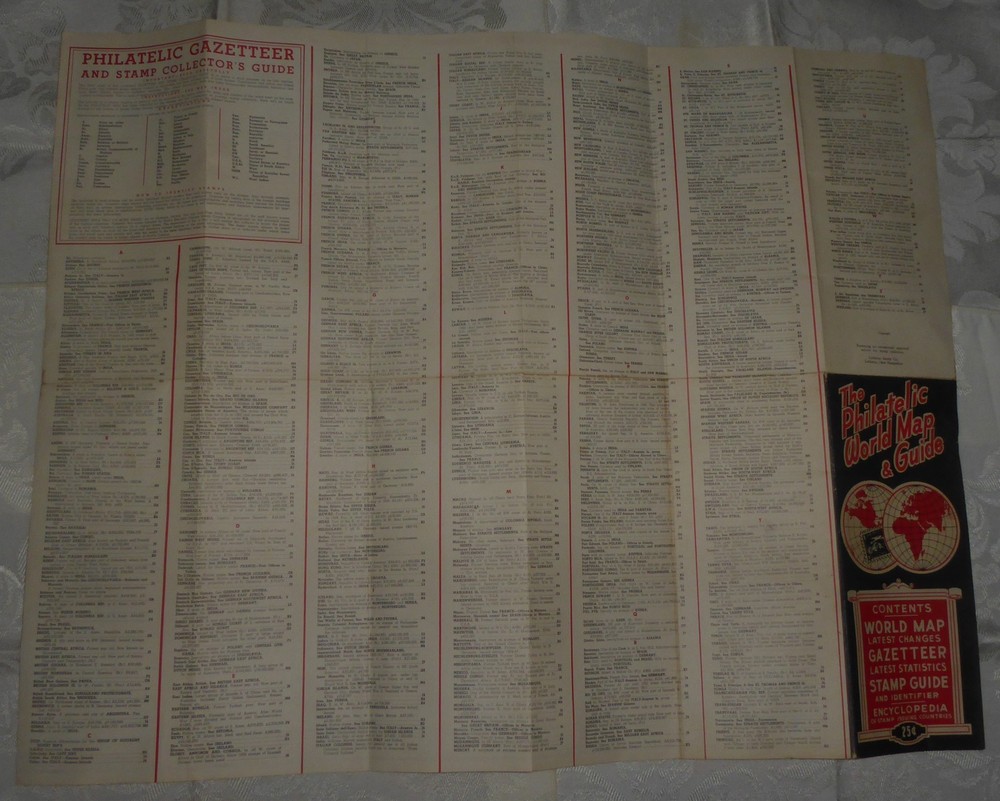 Vintage 1950s Philatelic World Map & Guide