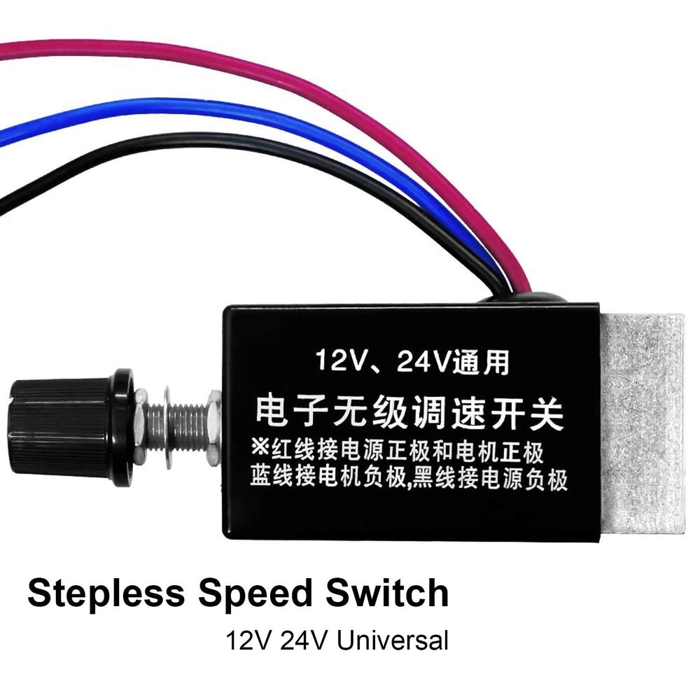 DC Motor Speed Controller Universal DC 12V 24V 10A Electronic Stepless Speed ...