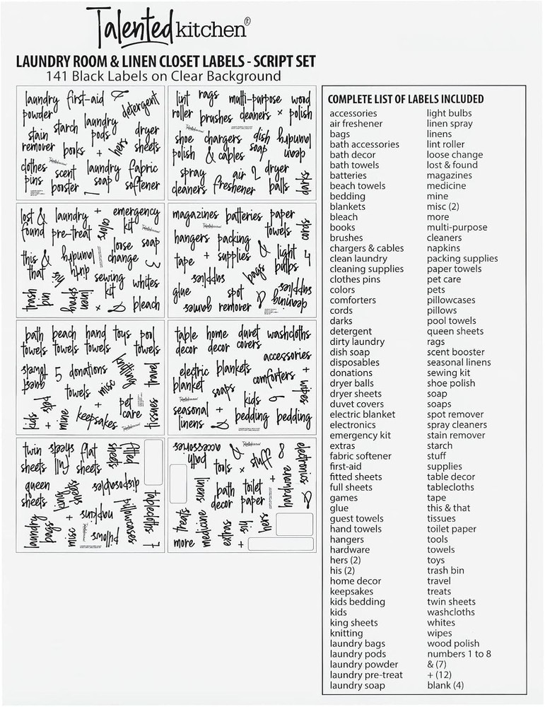 Laundry Labels for Jars & Containers - 141 Count, White Vinyl, Modern Script ...