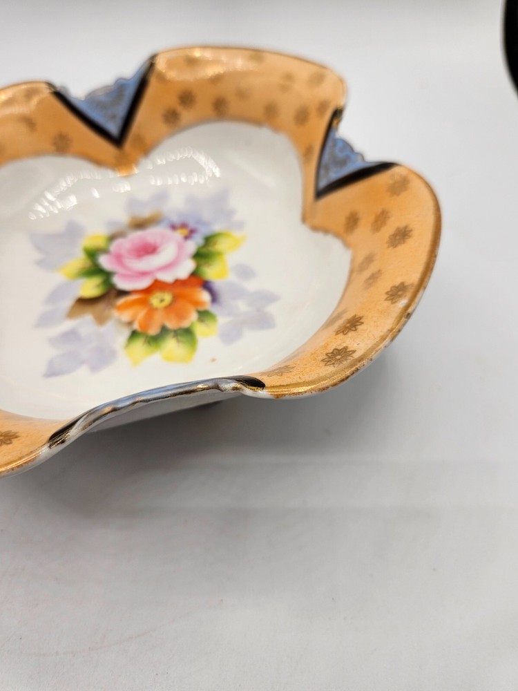 VTG. Noritake 3-Footed Bowl Rose Pattern