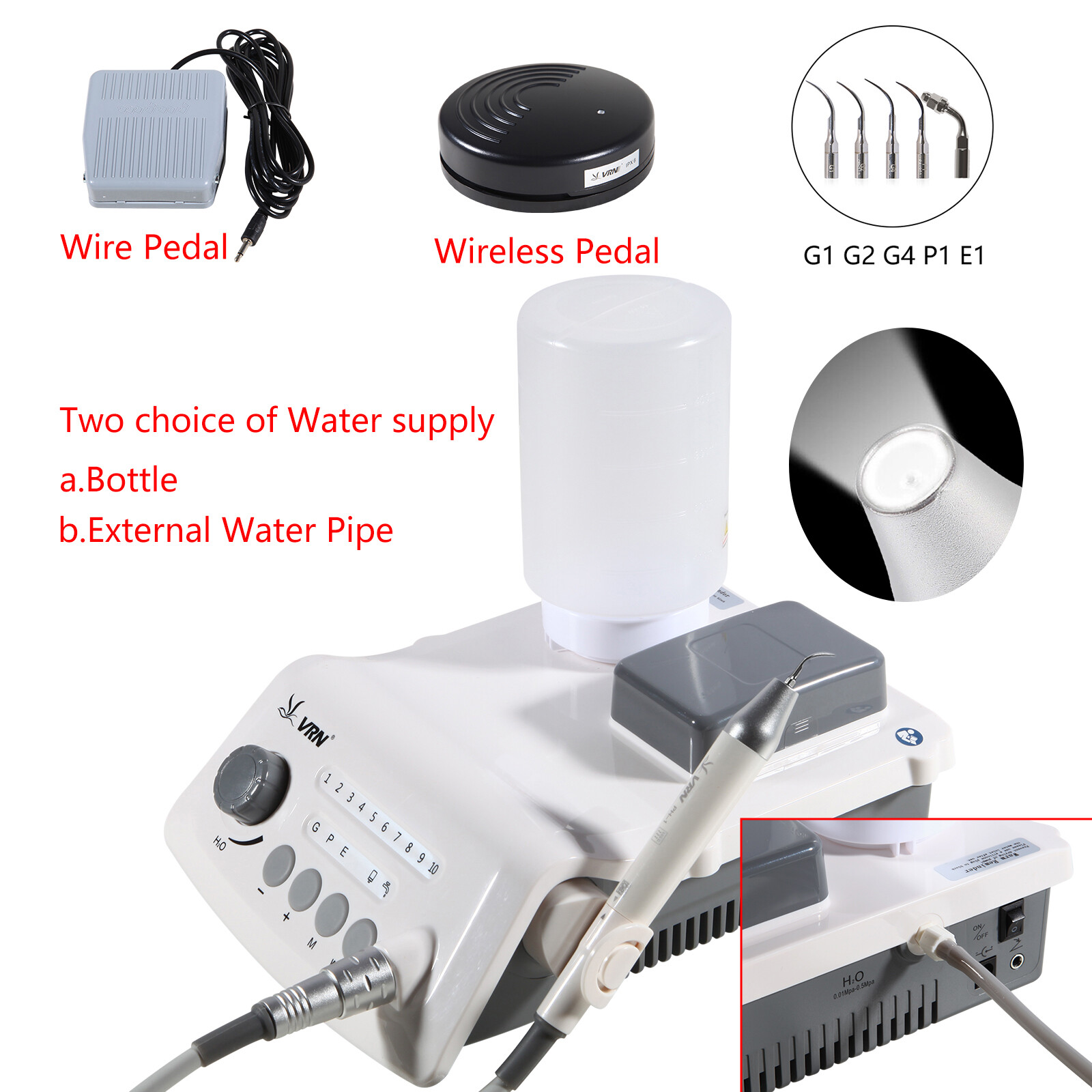 Woodpecker Style Dental LED Cordless Ultrasonic Scaler &LED Detachable Handpiece