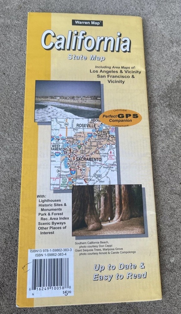 Warren Map California State Fold Up Map