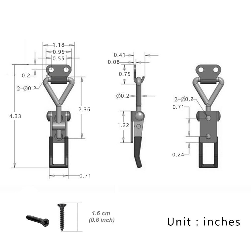 E-TING 6Pack Toggle Clamp Latch 100KG 220LBS Holding Capacity 4001Pull Black