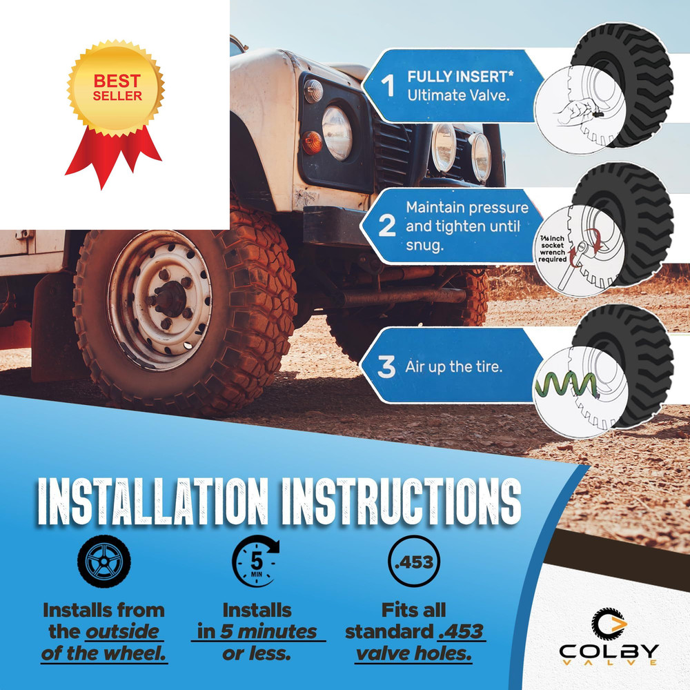 Colby Valve Ultimate Permanent Tire Stem Replacement Extra Short, Brass