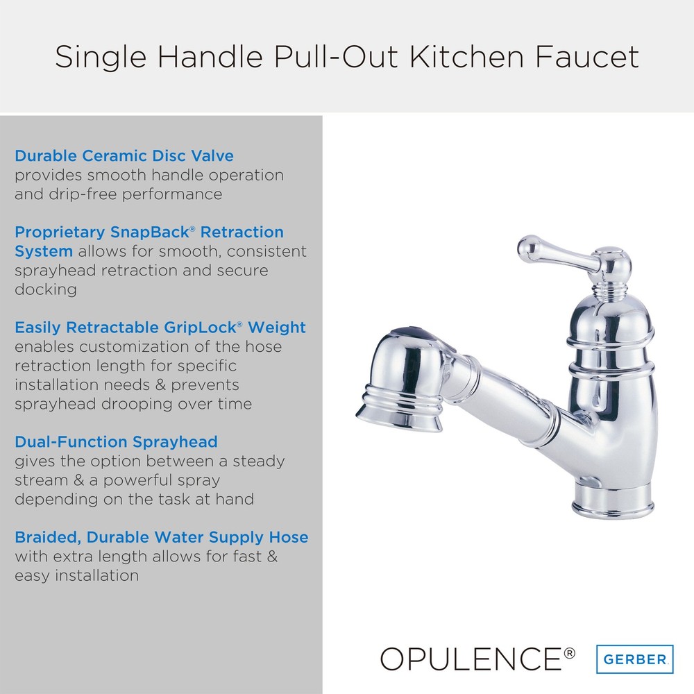 Gerber D457614 Opulence 1.75 GPM Deck Mounted 1 Hole Pull Out - Black