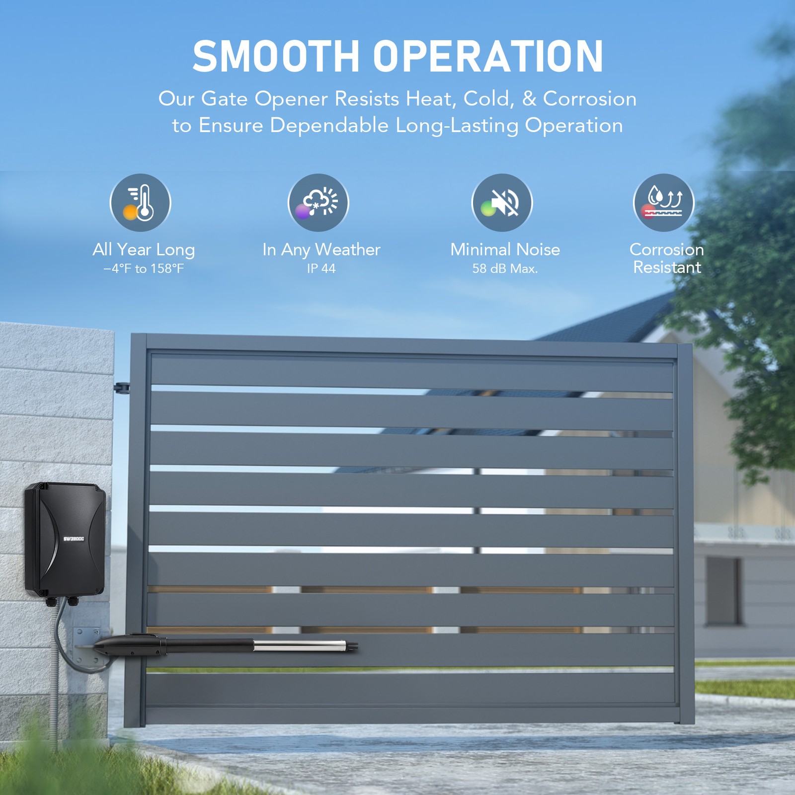 CO-Z Solar Powered Single Swing Gate Operator w 2 Remotes for 660lb Gates