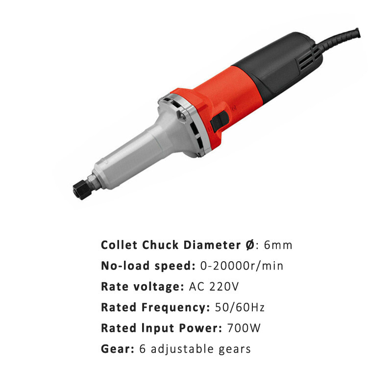 220V Electric Straight Die Grinder Handheld Variable Speed Grinding Machine 6mm-