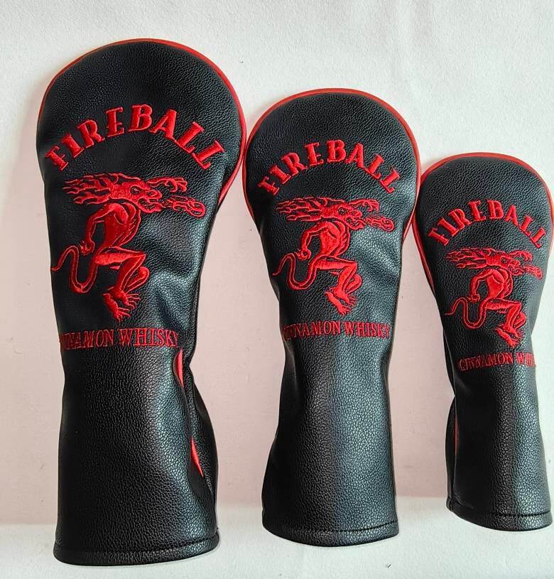 Fireball Whiskey Head Covers Leather Black