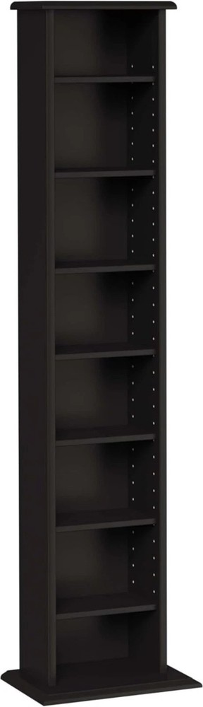 Elegant Slim Multimedia Storage Tower with 7 Adjustable Shelves - Freestanding