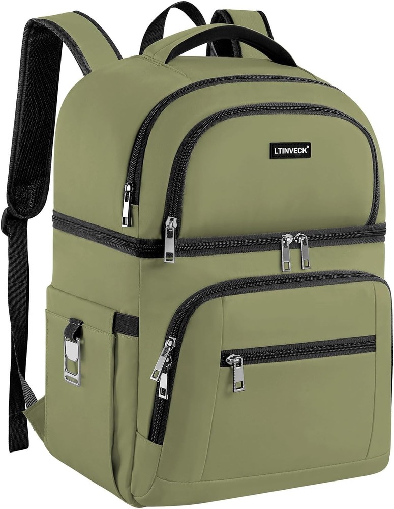 Cooler Backpack,Insulated Backpack Leakproof Double Deck Green