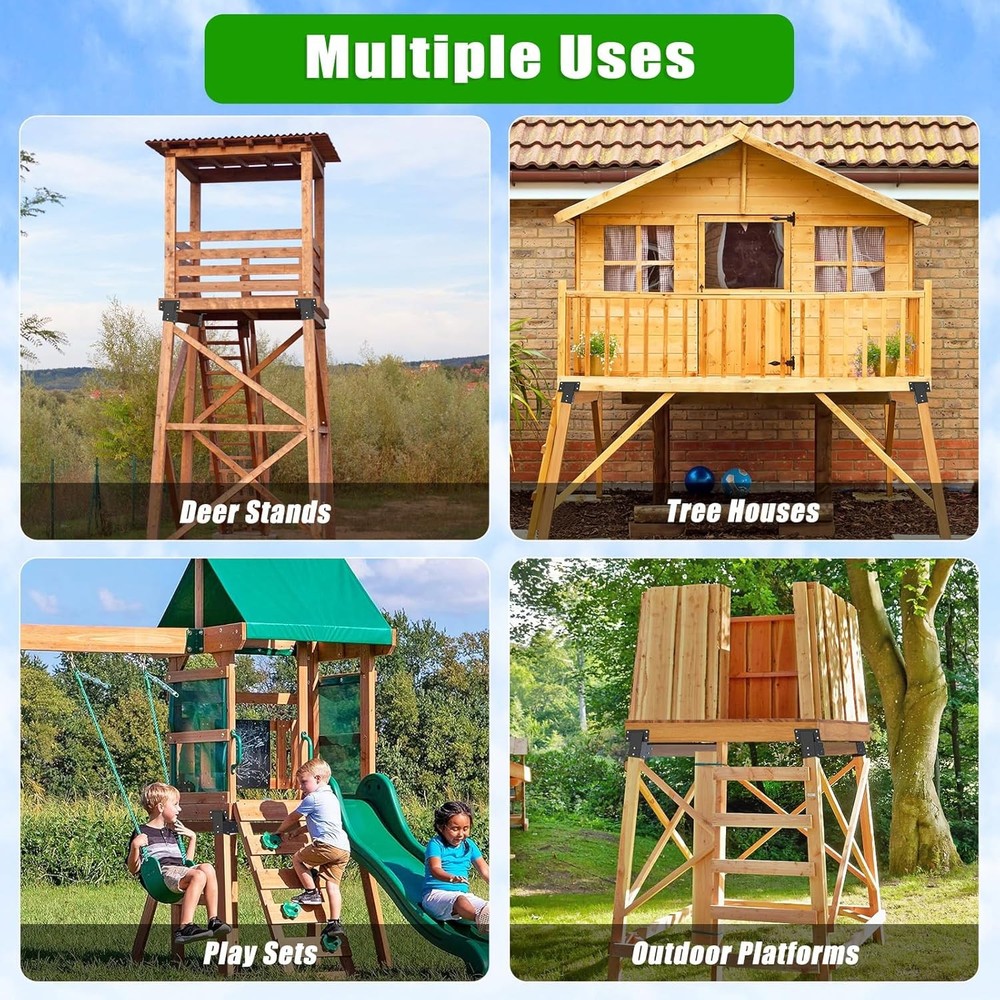 Heavy Duty Deer Stand Brackets, 4X4 Compound Angle Bracket, Powder Coated Elevat