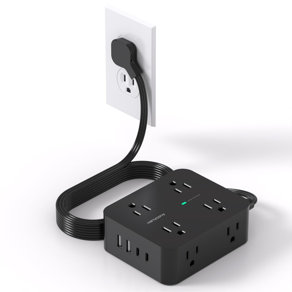 Power Strip Surge Protector, 5Ft Ultra Thin Flat Extension Cord with Multiple...