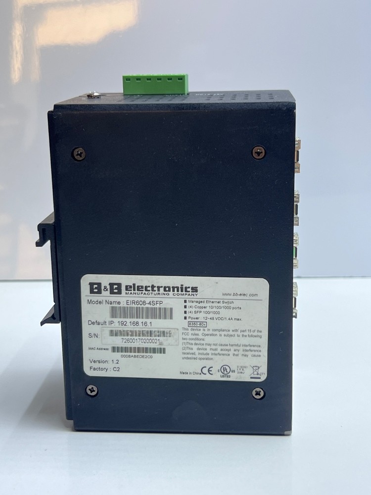 B&B Eelectronics EIR608-4SFP Managed Ethernet Switches