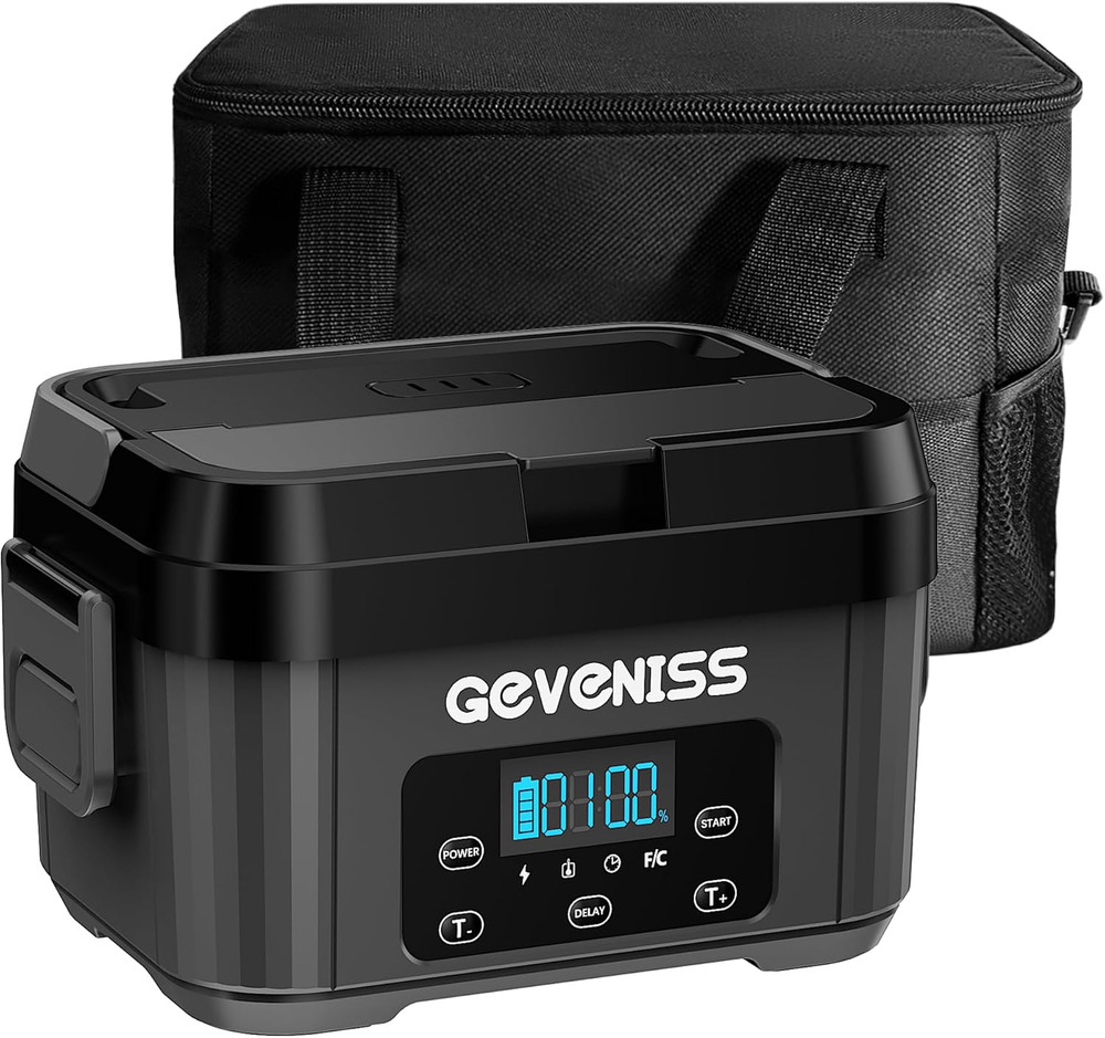 Portable Cordless Electric Lunch Box with Timer & Leakproof 1.1L Container