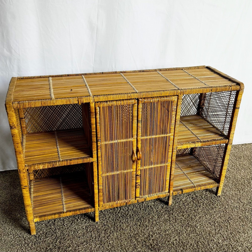 Boho Chic Wicker Wrapped Credenza
