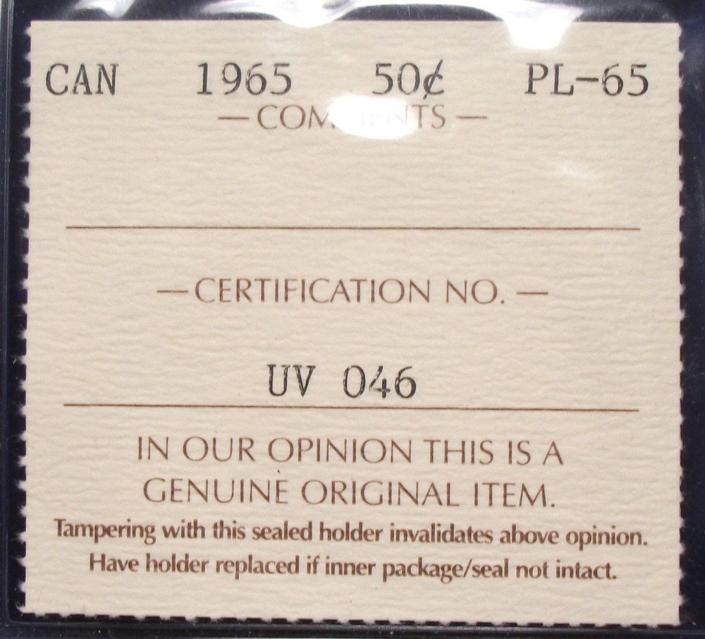 1965 Canada 50 Cents ICCS PL GEM UV 046