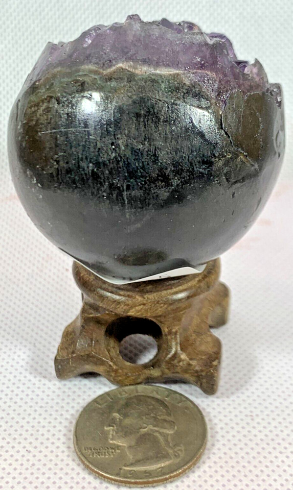 AMETHYST GEODE SPHERE - CAVE WITH DEEP PURPLE CRYSTAL POINTS - 250105A