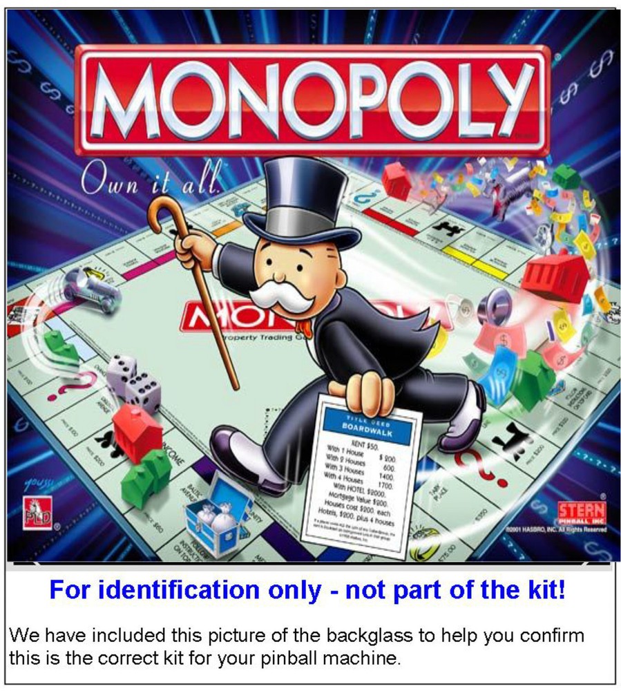 2001 Stern Monopoly Pinball Machine Rubber Ring Kit