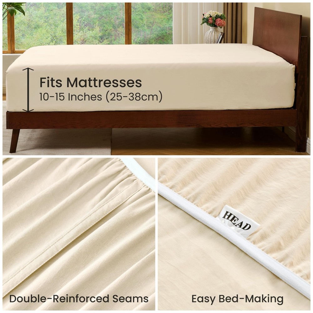 GOKOTTA Full Size Fitted Sheet Breathable Microfiber Deep Pocket Elastic Corner