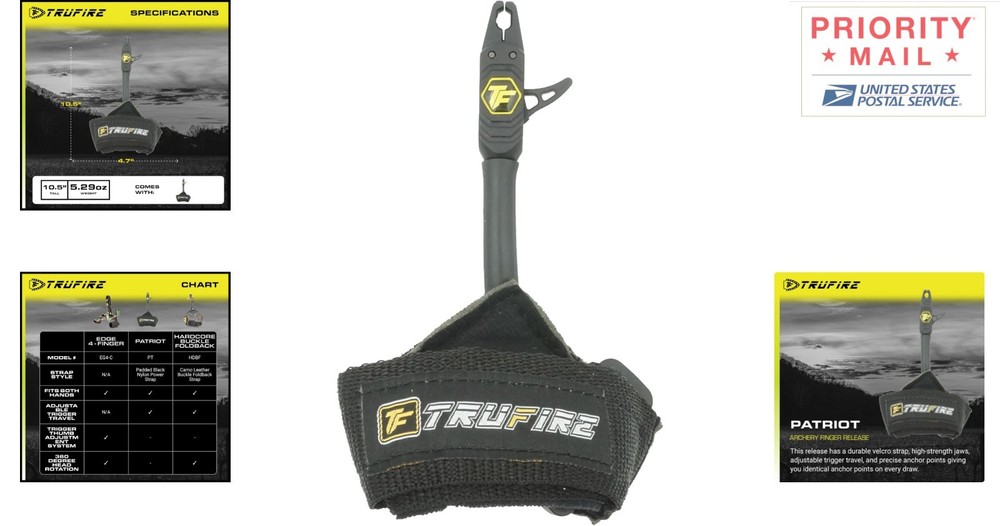 Durable Black Wrist Strap Archery Release - Adjustable Trigger & Padded Comfort
