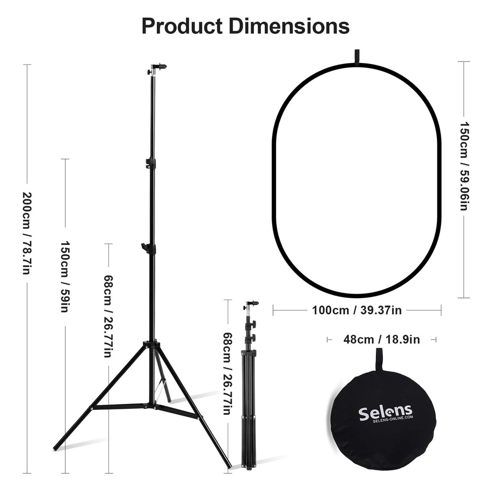 59x39in Pop-up Soft Light Diffuser Kit, with 6.6 Ft Light Stand & Clip Holder...