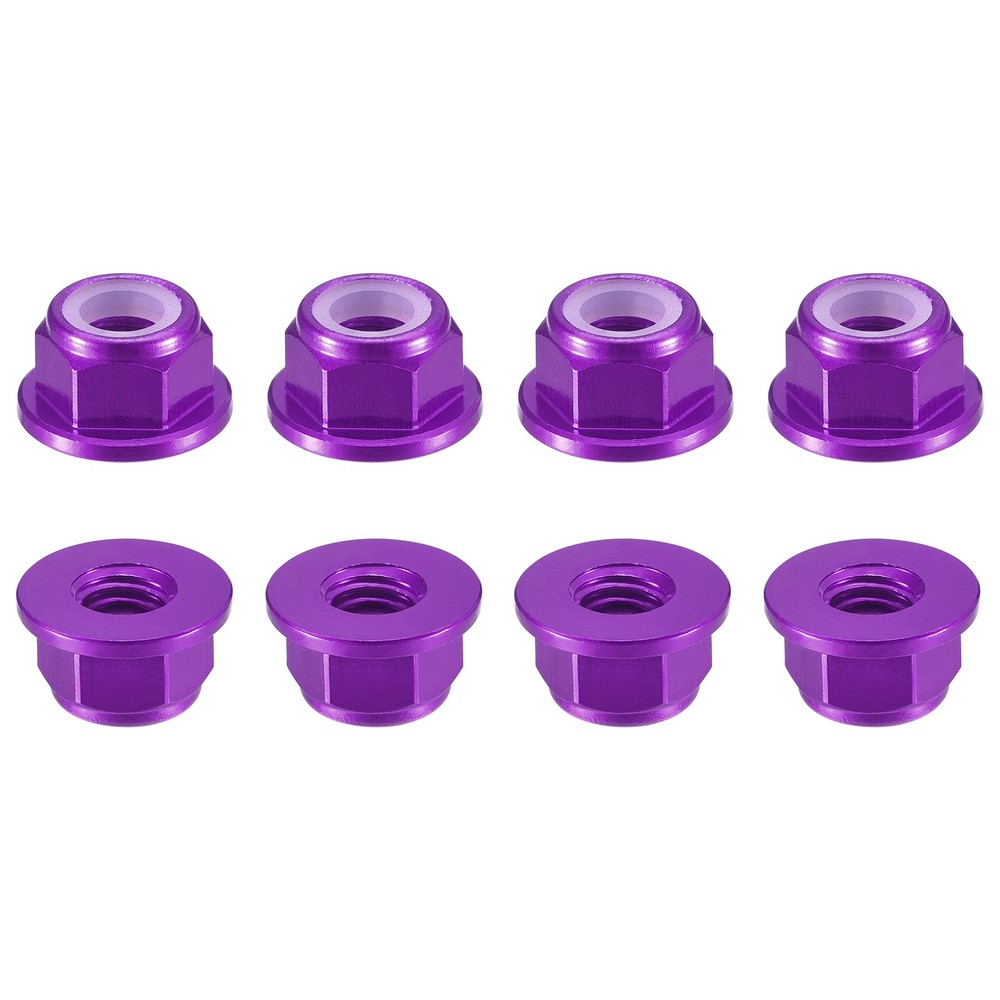 Nylon Insert Hex Lock Nuts, 8pcs - M4x0.7mm Self-Locking Nut(Purple)