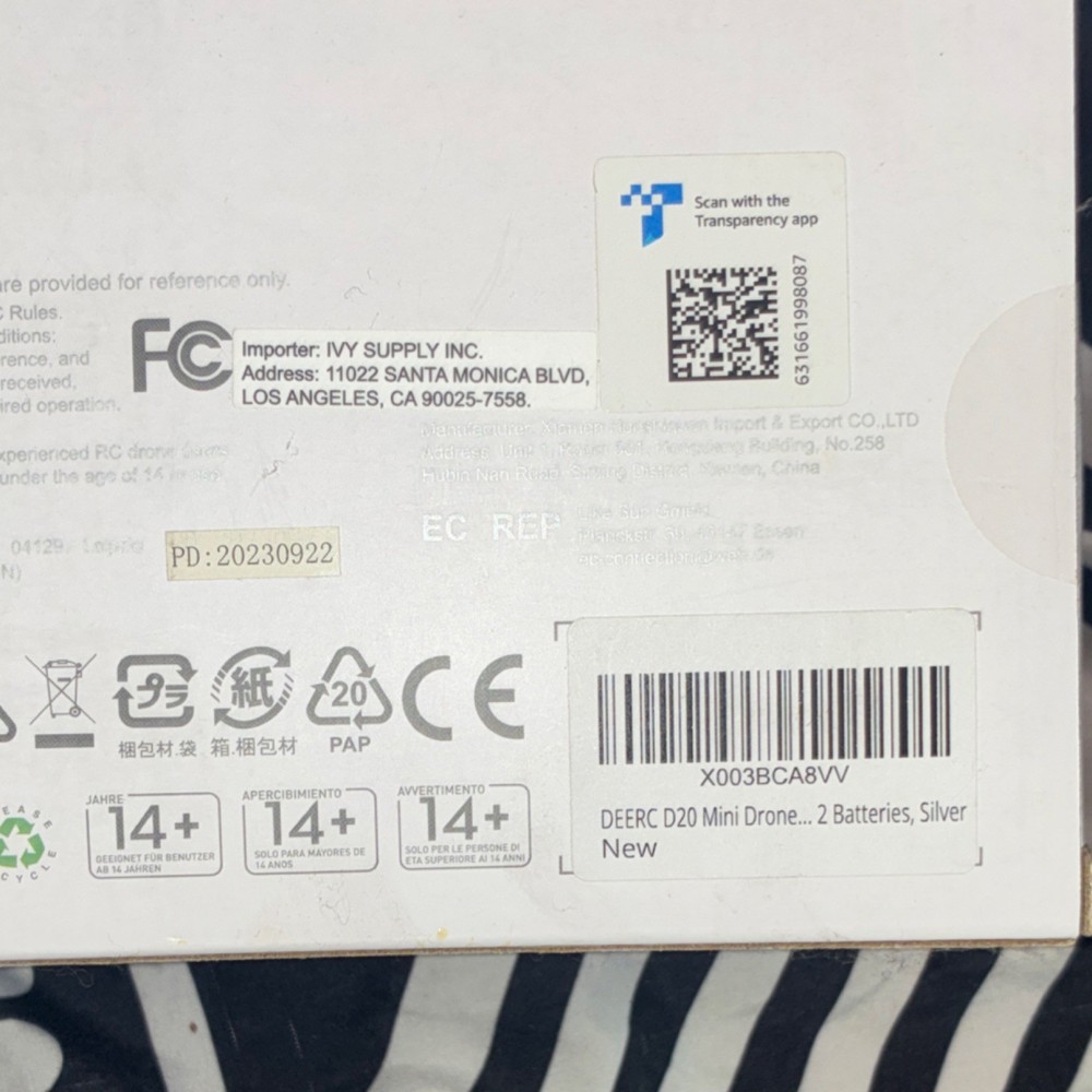 DEERC D20 Mini Drone Quadcopter with HD Camera, 2 Batteries, Silver