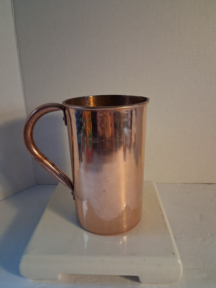 Copper Water Pitcher/Floral Vase; Pretty! EUC!