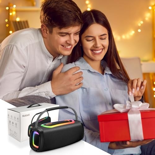 Bluetooth Speaker with Handle, BT5.4 Portable Wireless Speaker with Deep Black