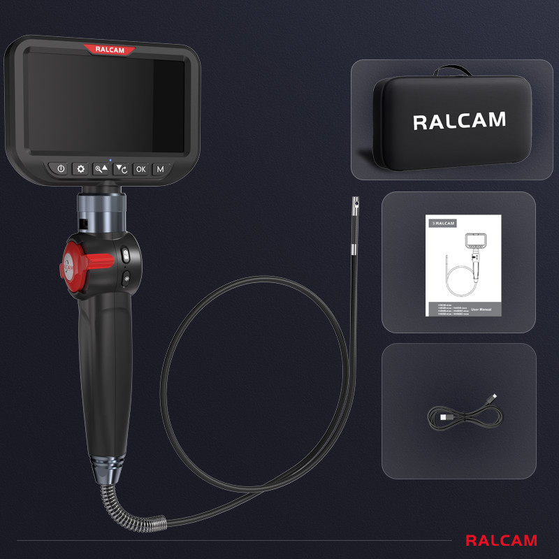 Ralcam Dual Lens Articulating Borescope 5" Endoscope Inspection Camera 5FT Semi