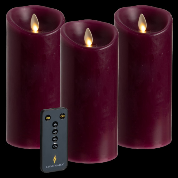 Luminara 3-Piece Flameless 6.5" Pillar Candle Set with Remote