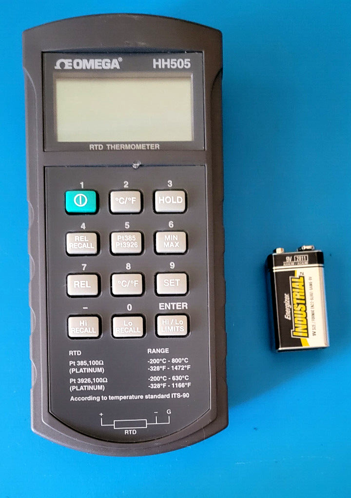 Omega HH505 RTD Thermometer Hand Held Powers On Untested No Probes