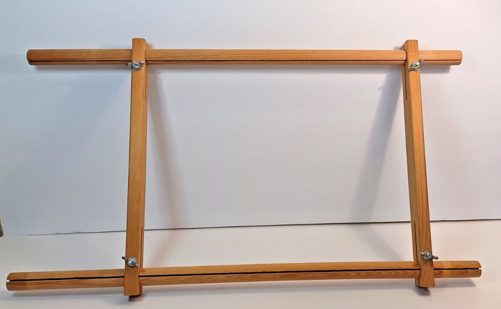 Wooden Adjustable Needlepoint Embroidery SCROLL FRAME 21" Max