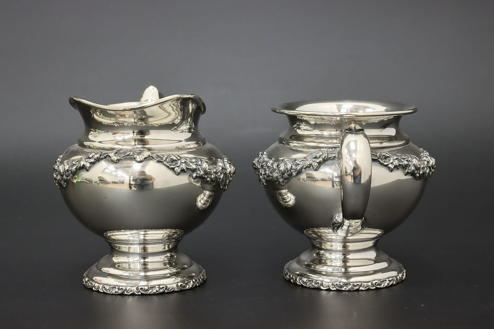 Wallace 4 Pc Silverplate Coffee Tea Serving Set Rose Swags #55247