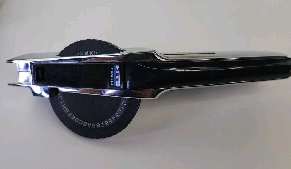Vintage Dymo 1550 Handheld Label Maker with Case, Embossing Wheels