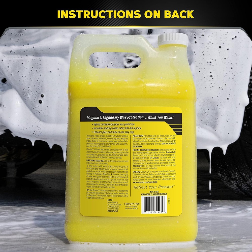 pH Balanced Car Wash Soap & Wax Combo - 1 Gallon