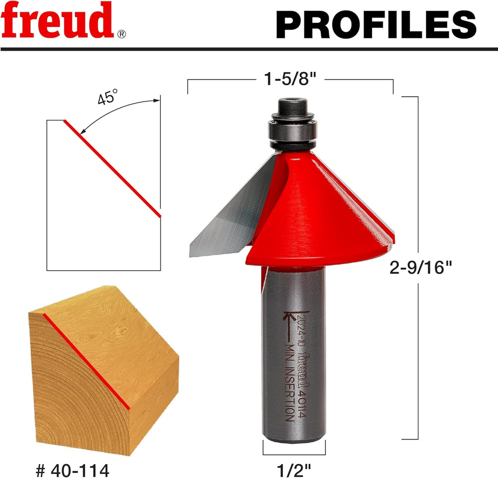 1-5/8" Chamfer Router Bit with Tico Hi-Density Carbide for Maximum Performance -