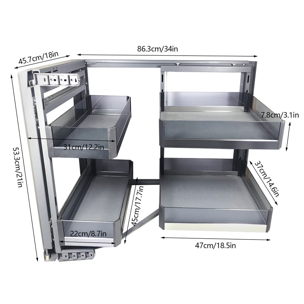 Blind Corner Cabinet Pull Out for 14" Organizer Kitchen Corner Cabinet Pull Out