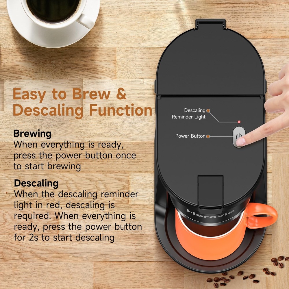 Small Single Serve Coffee Maker, Fast Brew One Cup Coffee Machine for K Cup a