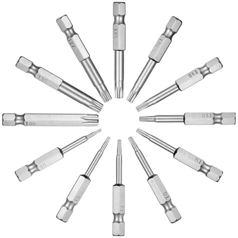 12pc Tamper Proof Star Impact Driver Bit Set Security Screwdriver Bits Hex Shank