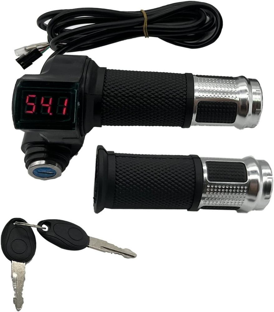 Universal Electric Bicycle Throttle Grip with Voltage Display & Comfortable Grip