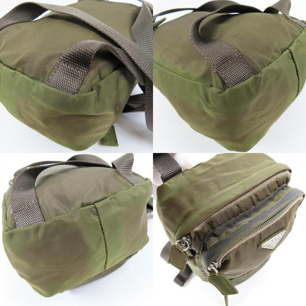 PRADA Triangle Logo Mini Rucksack Backpack Nylon Brown From Japan